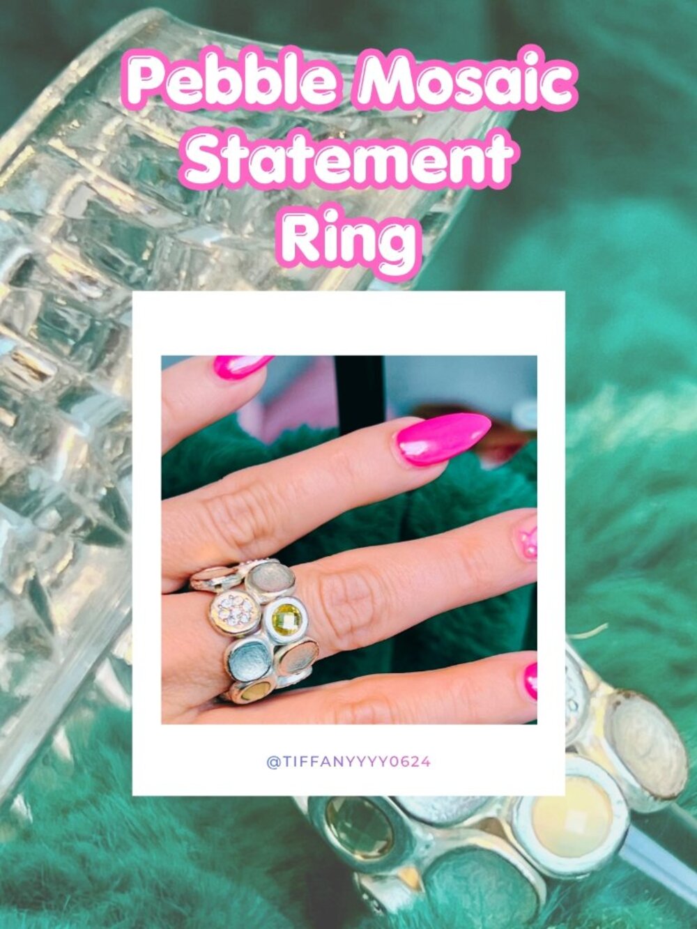 💍 Vintage Pebble Mosaic Statement Ring
